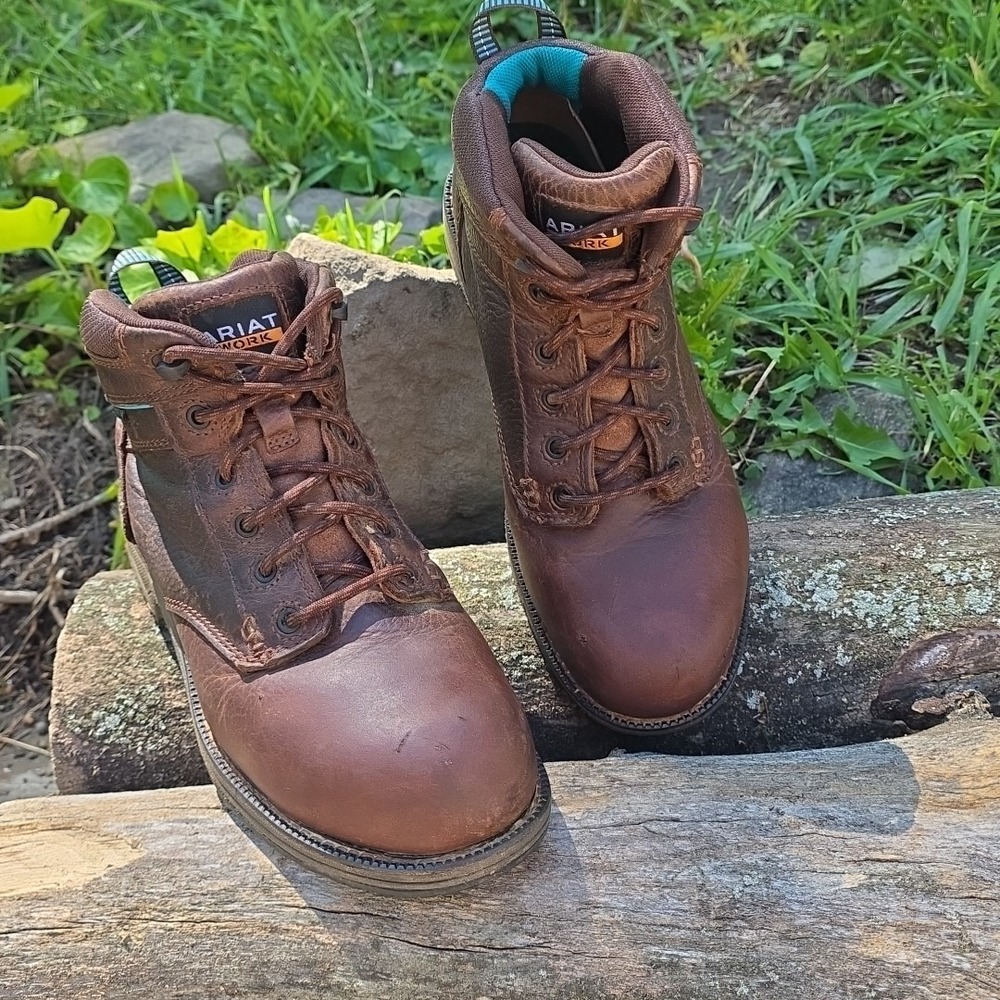 Ariat Casual Work Boots Women's 9B Brown‎ Leather Composite Roper Toe  6"